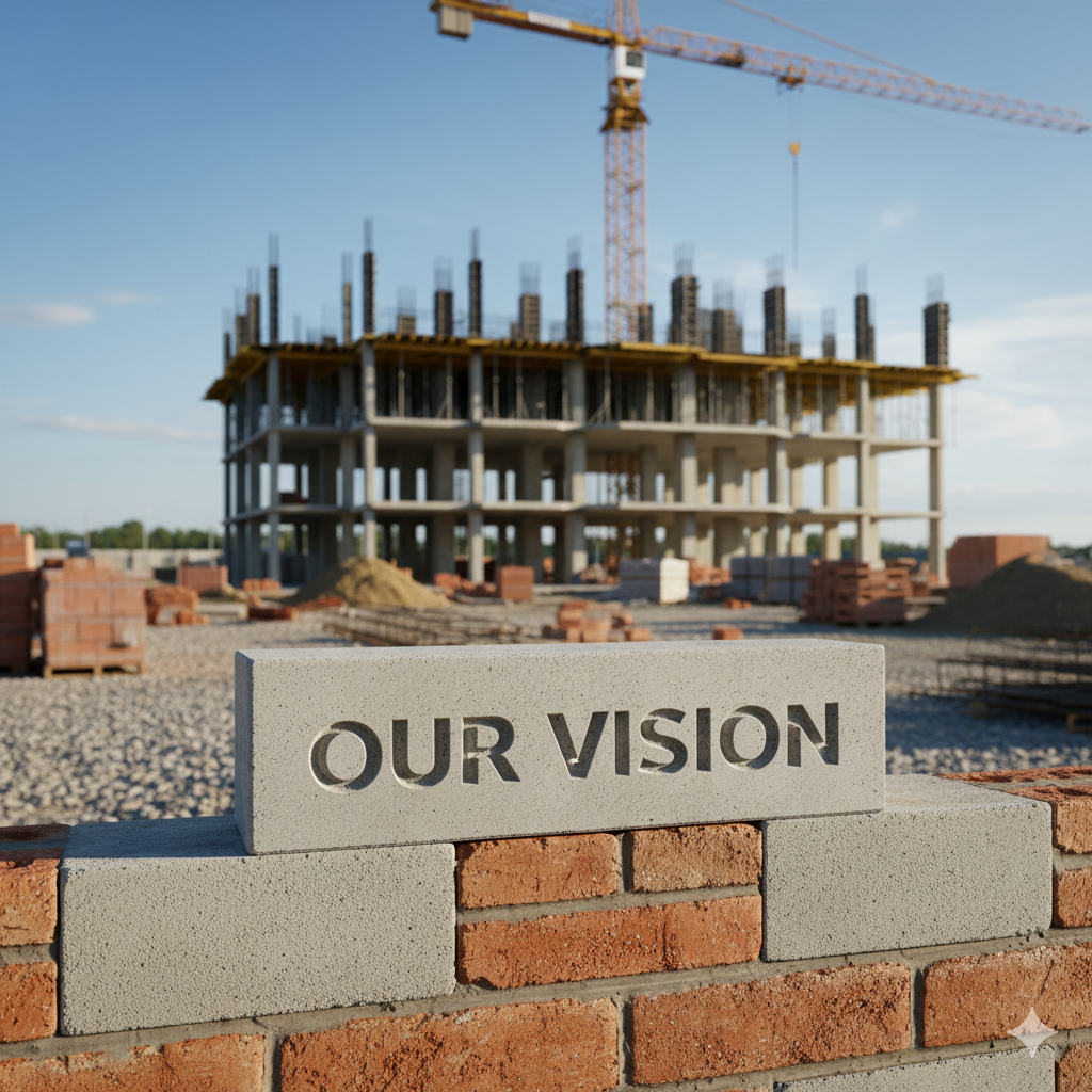 Illustration of a visionary building with a bright future